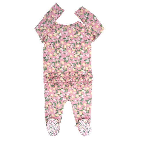 pink-lemon-floral-print-ruffle-footie Sweet Bamboo - Sophia's Style-2