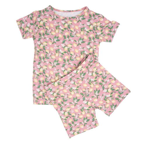 pink-lemon-floral-print-summer-pajama-set Sweet Bamboo - Sophia's StyleSummer Pajama-1