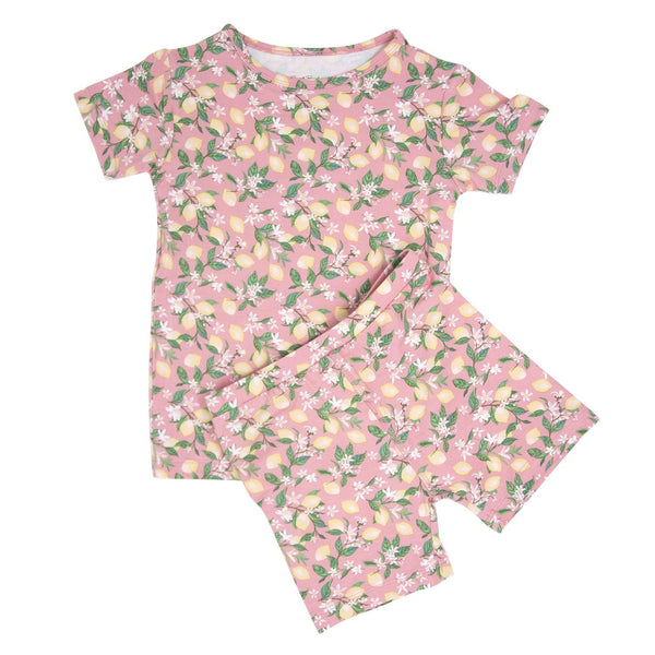 pink-lemon-floral-print-summer-pajama-set Sweet Bamboo - Sophia's StyleSummer Pajama-1