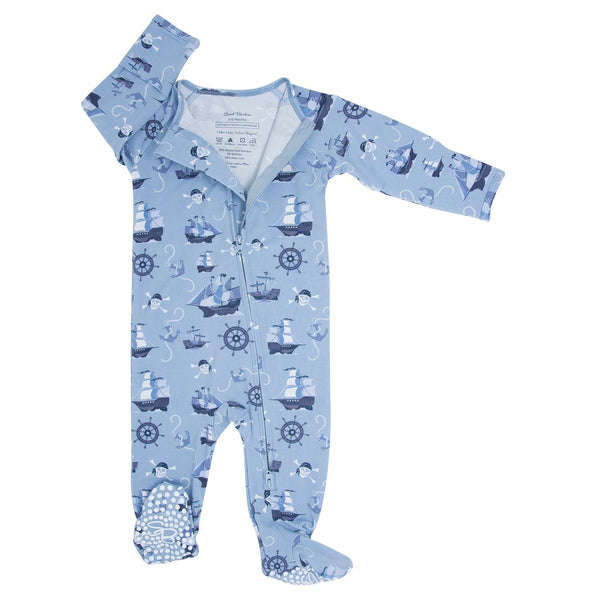 pirate-ships-zipper-footie Sweet Bamboo - Sophia's StyleFooties-1