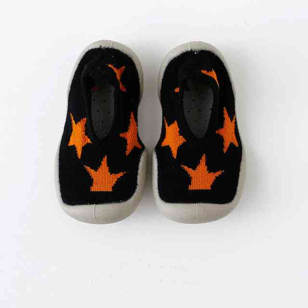 baby-sock-shoes-black-w-orange-stars Grookz Shoes - Sophia's Style-1