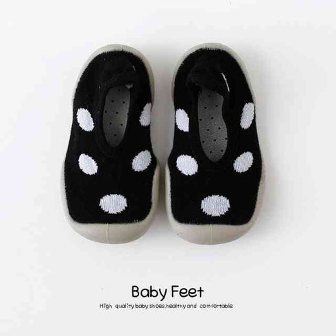 baby-sock-shoes-black-w-spots Grookz Shoes - Sophia's Style-1