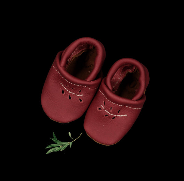 the-leather-mocc-raspberry Lovely Littles - Sophia's StyleShoes-1