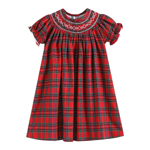 red-christmas-plaid-smocked-bishop-dress-lil-cactus-sophias-styleBishop Dress-1