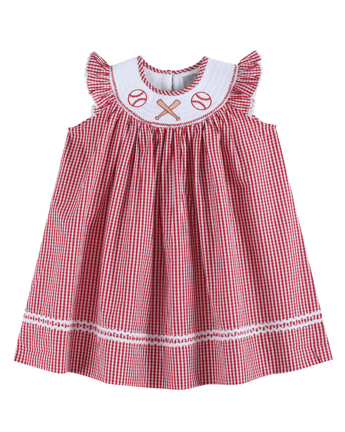 red-gingham-baseball-smocked-bishop-dress-lil-cactus-sophias-styleBishop Dress-1