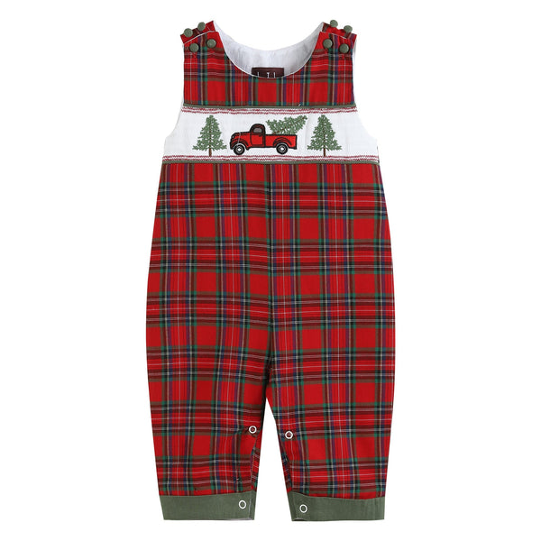 red-plaid-truck-tree-smocked-overalls-lil-cactus-sophias-styleOverall-1