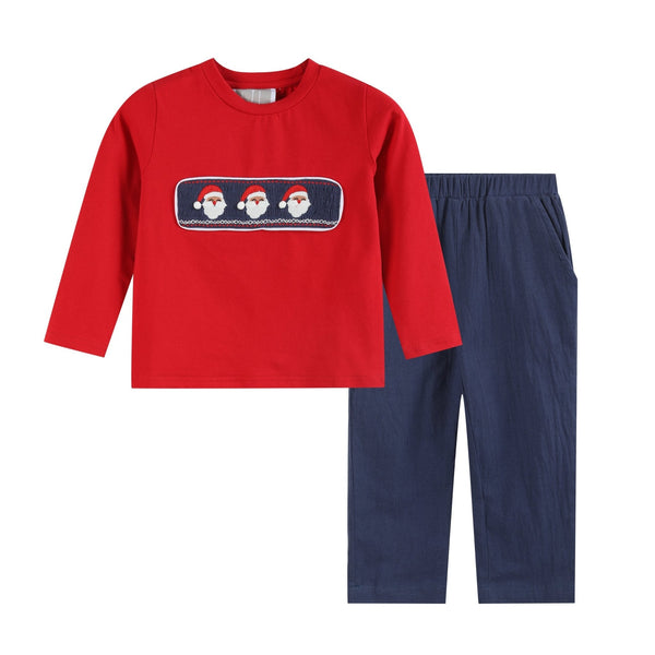 red-santa-smocked-shirt-and-navy-pants-set-lil-cactus-sophias-styleTop and Pants Set-1