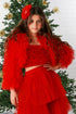 Girls Red Fluffy Tulle Jacket, Sizes 12M-14