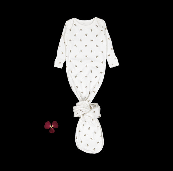 the-printed-baby-gown-white-leaf Lovely Littles - Sophia's StyleBaby Gown-1