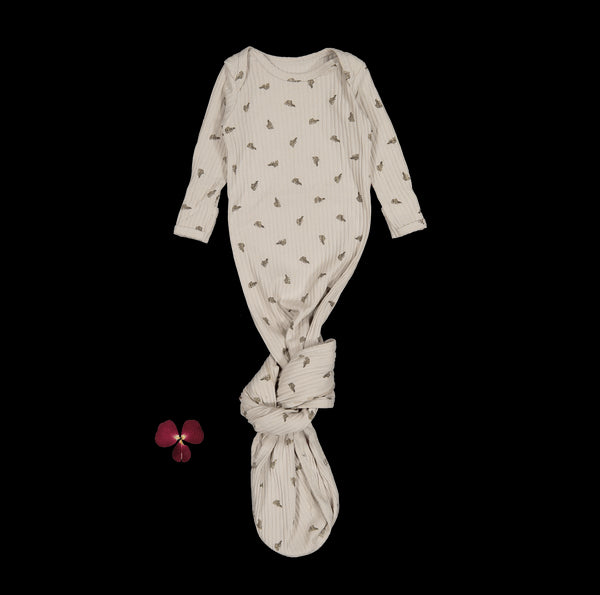 the-printed-baby-gown-sand-leaf Lovely Littles - Sophia's StyleBaby Gown-1