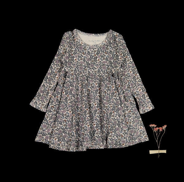 the-printed-long-sleeve-dress-floral-ribbed Lovely Littles - Sophia's StyleLong Sleeve Dress-1
