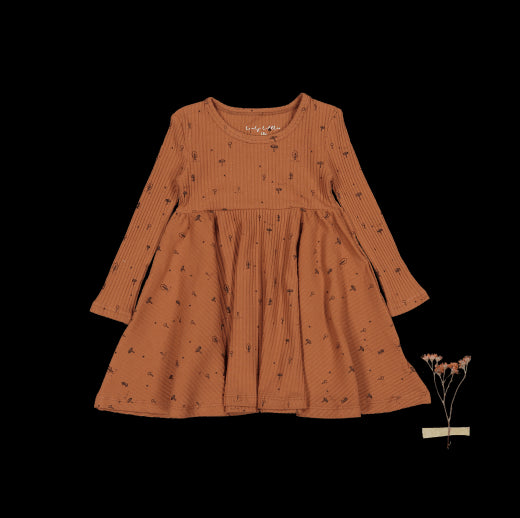 the-printed-long-sleeve-dress-mushroom Lovely Littles - Sophia's StyleLong Sleeve Dress-1