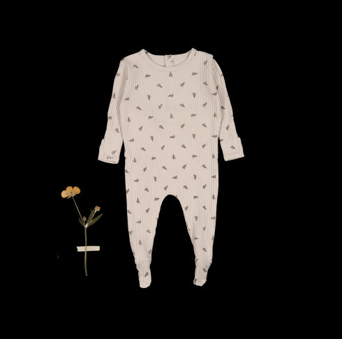 the-printed-romper-sand-leaf Lovely Littles - Sophia's StyleBack Snap Romper-1