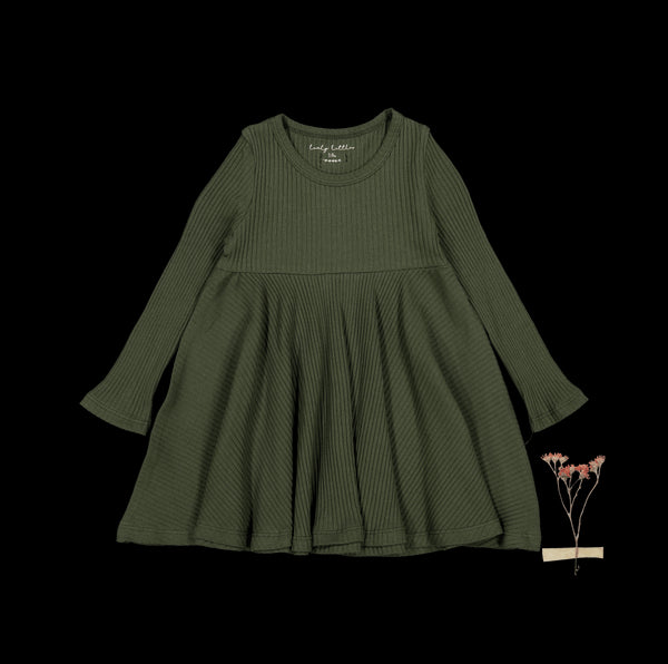 the-long-sleeve-dress-moss Lovely Littles - Sophia's StyleLong Sleeve Dress-1