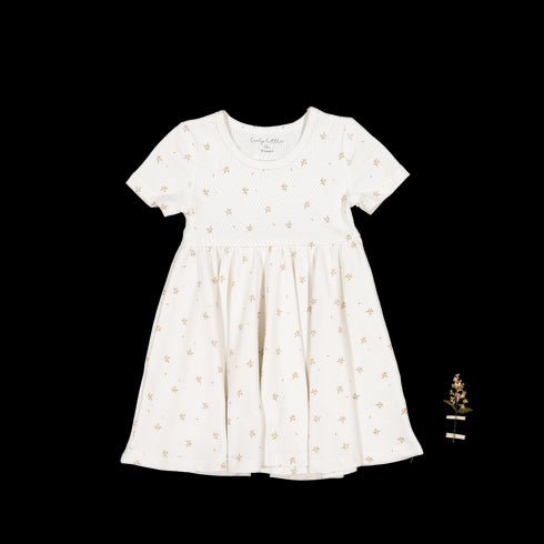 the-printed-short-sleeve-dress-tan-blossom Lovely Littles - Sophia's StyleShort Sleeve Dress-1
