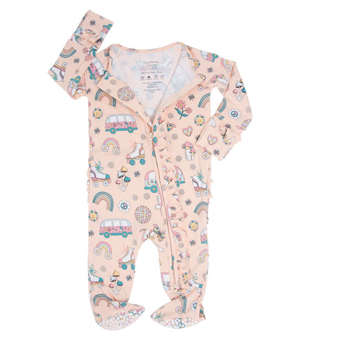 retro-roller-skates-ruffle-baby-footie Sweet Bamboo - Sophia's StyleRuffle Footies-1