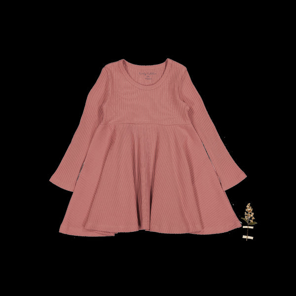 the-long-sleeve-dress-rosewood-ribbed Lovely Littles - Sophia's StyleLong Sleeve Dress-1
