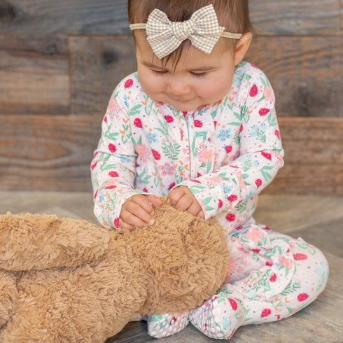 ladybug-flower-garden-ruffle-baby-footie Sweet Bamboo - Sophia's StyleRuffle Footies-1