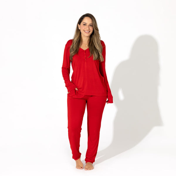winterberry-red-bamboo-womens-pajama-set-bellabu-bear - Sophia's Style The "Easy Two-Piecey"-1