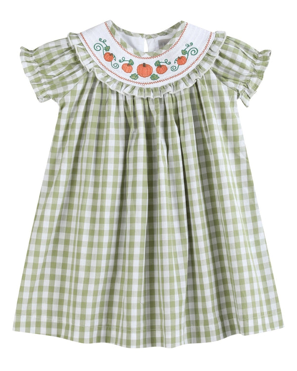 sage-green-gingham-pumpkin-smocked-bishop-dress-lil-cactus-sophias-styleDress-1