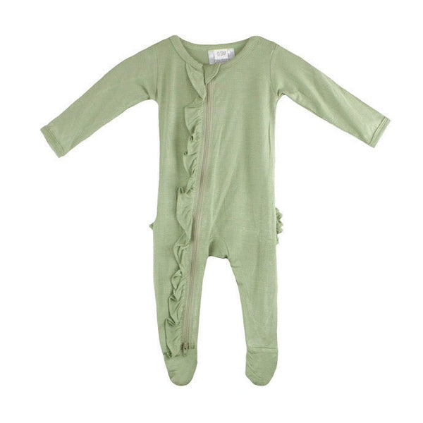 ruffle-2-way-zip-romper-sage Presley Couture at Sophia's Style-Baby Zip Romper-1