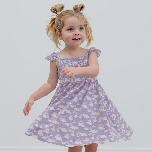 lavender-rainbows-and-clouds-smocked-vintage-dress Sweet Bamboo - Sophia's StyleDresses-1