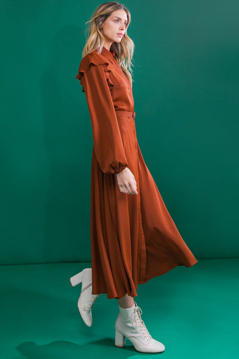 tier-elegance-brown-woven-midi-dress Flying Tomato-Sophia's Style-4