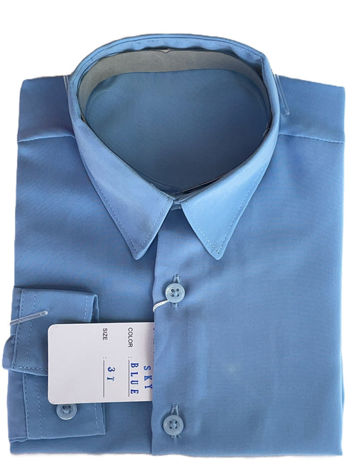Sky Blue Rafael Boys Microfiber Long Sleeve Dress Shirt 2T-16
