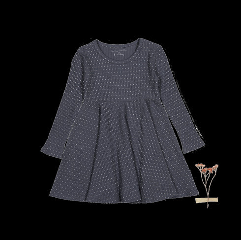 the-printed-long-sleeve-dress-steel-dot Lovely Littles - Sophia's StyleLong Sleeve Dress-1