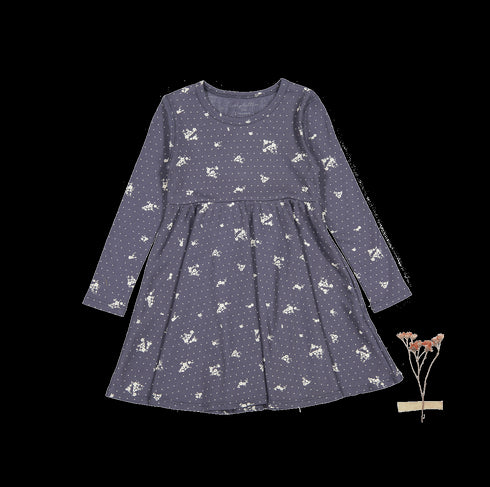 the-printed-long-sleeve-dress-steel-floral Lovely Littles - Sophia's StyleLong Sleeve Dress-1