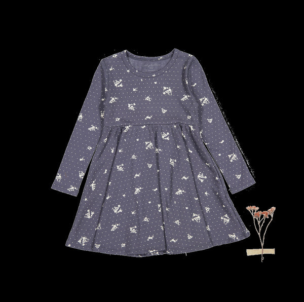 the-printed-long-sleeve-dress-steel-floral Lovely Littles - Sophia's StyleLong Sleeve Dress-1