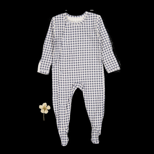 the-printed-snap-romper-steel-gingham Lovely Littles - Sophia's StyleFront Snap Romper-1