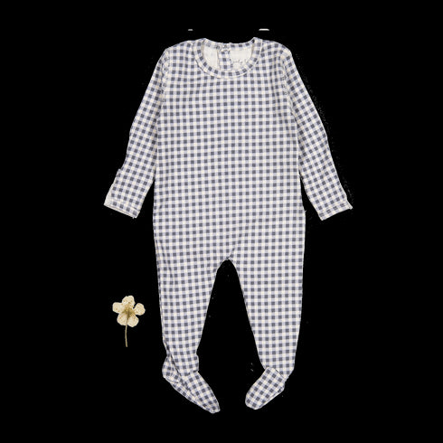 the-printed-romper-steel-gingham Lovely Littles - Sophia's StyleBack Snap Romper-1