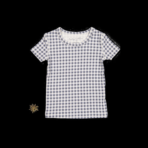 the-printed-short-sleeve-tee-steel-gingham Lovely Littles - Sophia's StyleShort Sleeve Tee-1