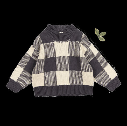 the-gingham-knit-sweater-steel Lovely Littles - Sophia's StyleKnit Sweater-1