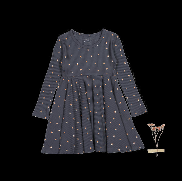 the-printed-long-sleeve-dress-steel-mushroom Lovely Littles - Sophia's StyleLong Sleeve Dress-1