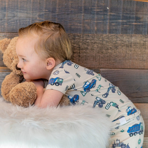 trucks-diggers-construction-summer-pajama-set Sweet Bamboo - Sophia's Style-7
