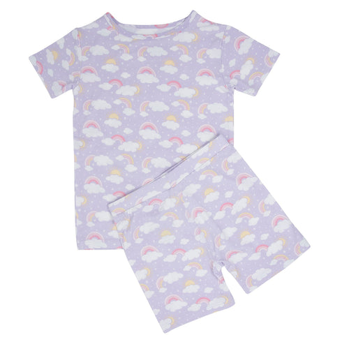 lavender-rainbows-and-clouds-summer-pajama-set Sweet Bamboo - Sophia's StyleSummer Pajama-1