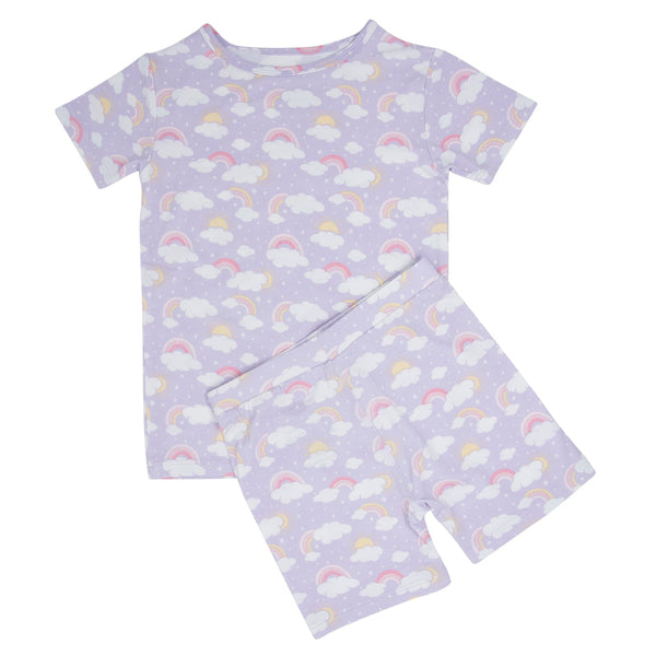 lavender-rainbows-and-clouds-summer-pajama-set Sweet Bamboo - Sophia's StyleSummer Pajama-1