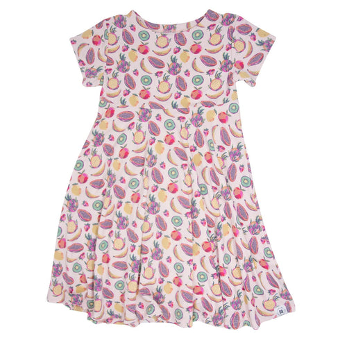 tropical-fruit-cap-sleeve-swirly-girl-dress Sweet Bamboo - Sophia's StyleDresses-1