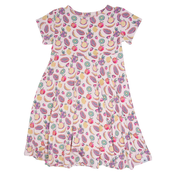 tropical-fruit-cap-sleeve-swirly-girl-dress Sweet Bamboo - Sophia's StyleDresses-1