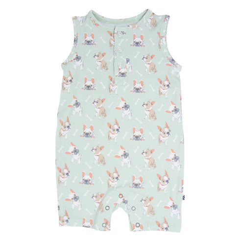 mint-frenchie-puppy-tank-romper Sweet Bamboo - Sophia's StyleRompers-1