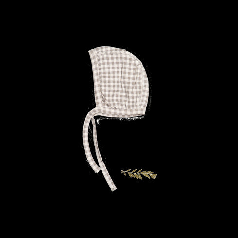 the-printed-bonnet-taupe-gingham Lovely Littles - Sophia's StyleBonnet-1