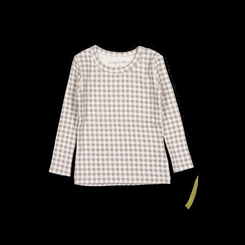 the-printed-long-sleeve-tee-taupe-gingham Lovely Littles - Sophia's StyleLong Sleeve Tee-1