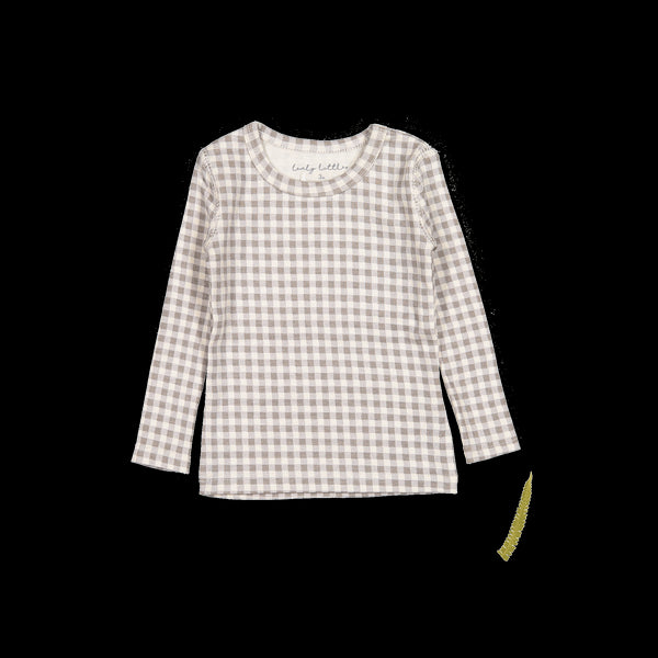 the-printed-long-sleeve-tee-taupe-gingham Lovely Littles - Sophia's StyleLong Sleeve Tee-1