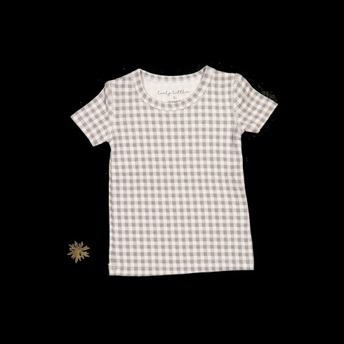 the-printed-short-sleeve-tee-taupe-gingham Lovely Littles - Sophia's StyleShort Sleeve Tee-1