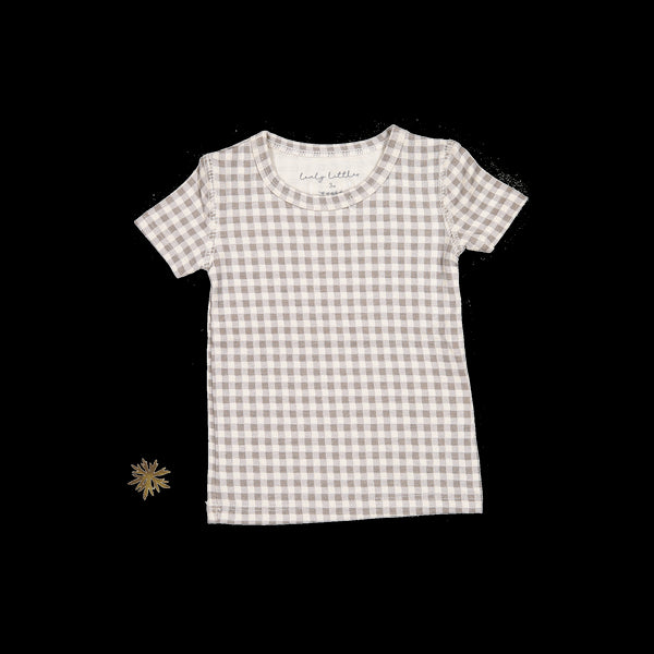the-printed-short-sleeve-tee-taupe-gingham Lovely Littles - Sophia's StyleShort Sleeve Tee-1