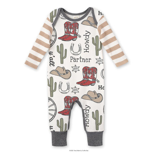howdy-partner-cowboy-western-romper at Sophia's StyleBaby Boy Clothes-1