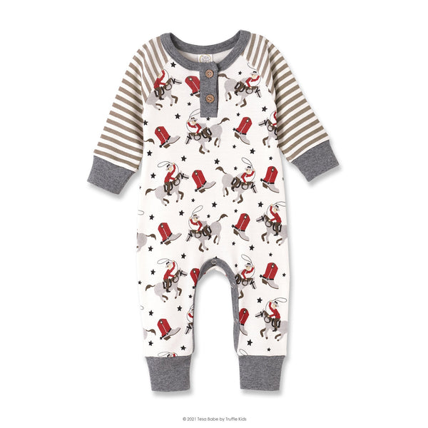 cowboy-western-henley-bamboo-romper Sophia's StyleBaby Boy Clothes-1
