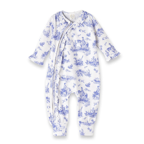 toile-de-jouy-bamboo-zipper-romper Tesa Babe - Sophia's StyleBaby Girl Clothes-1